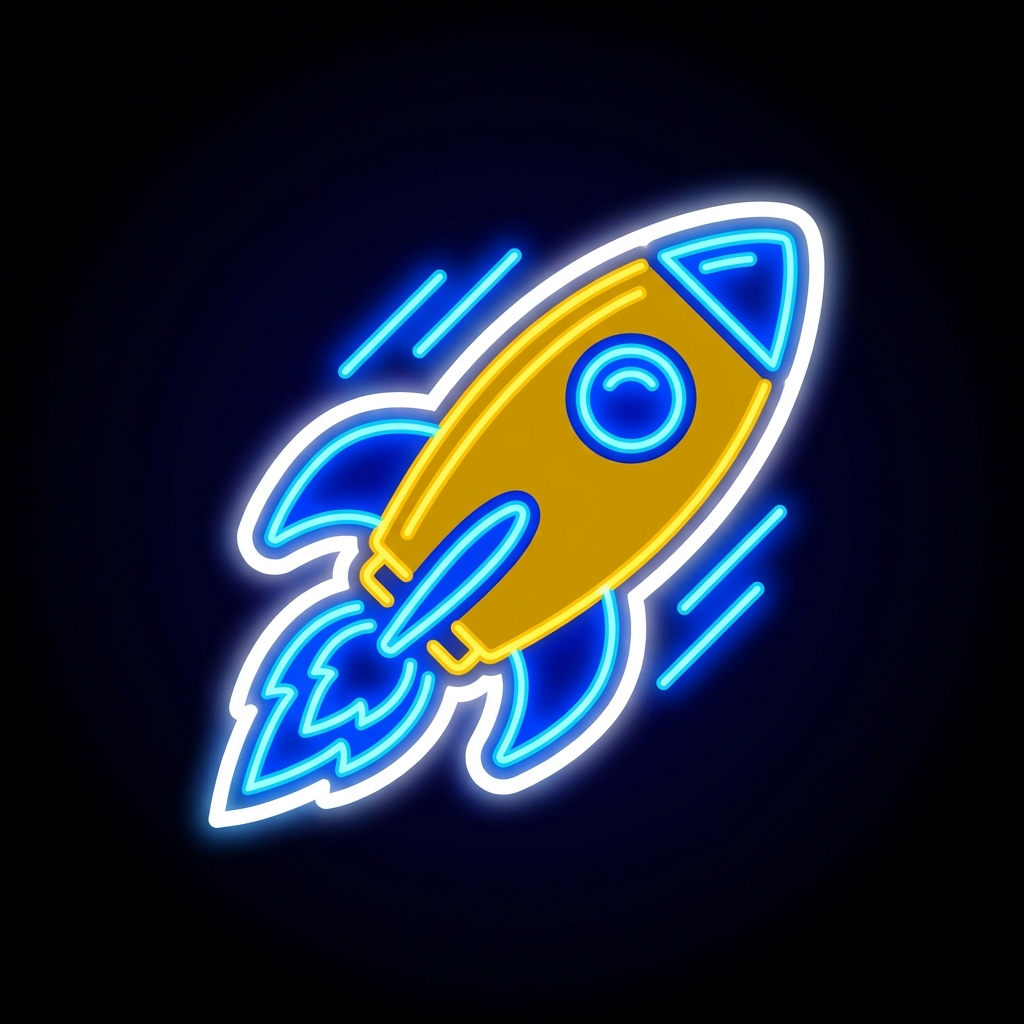베타테스터 한정판 뱃지 — 네온 로켓